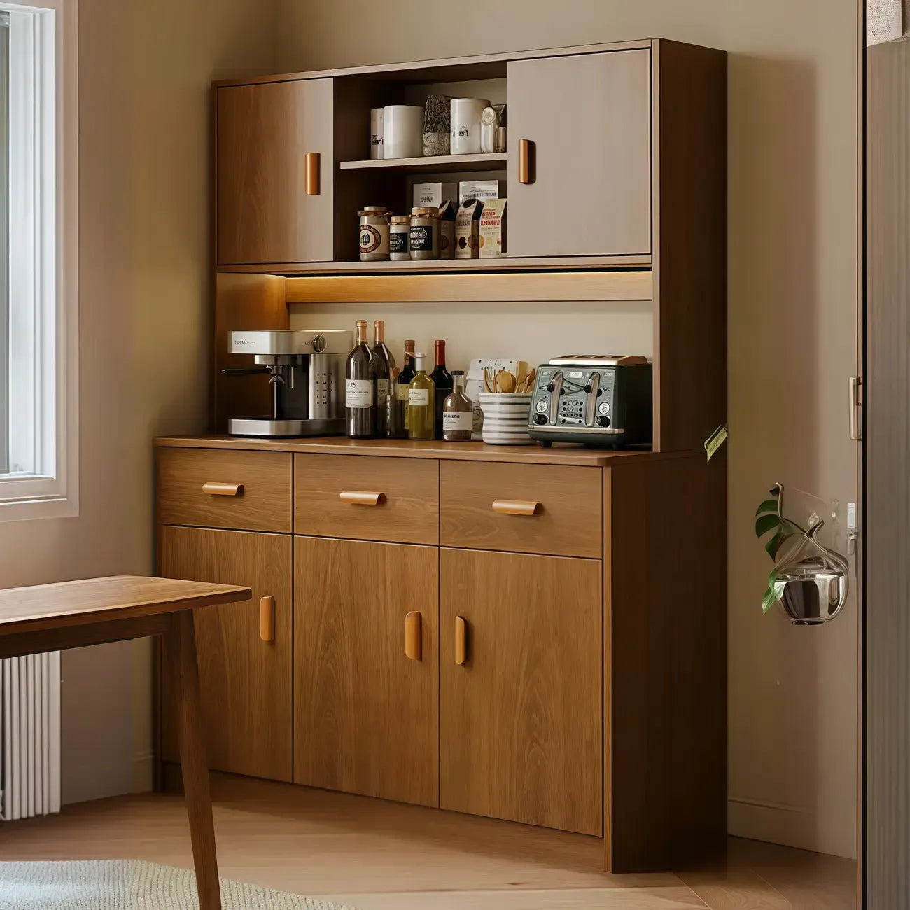 Large Wooden Acrylic Display Storage Adjustable Buffet Cabinet