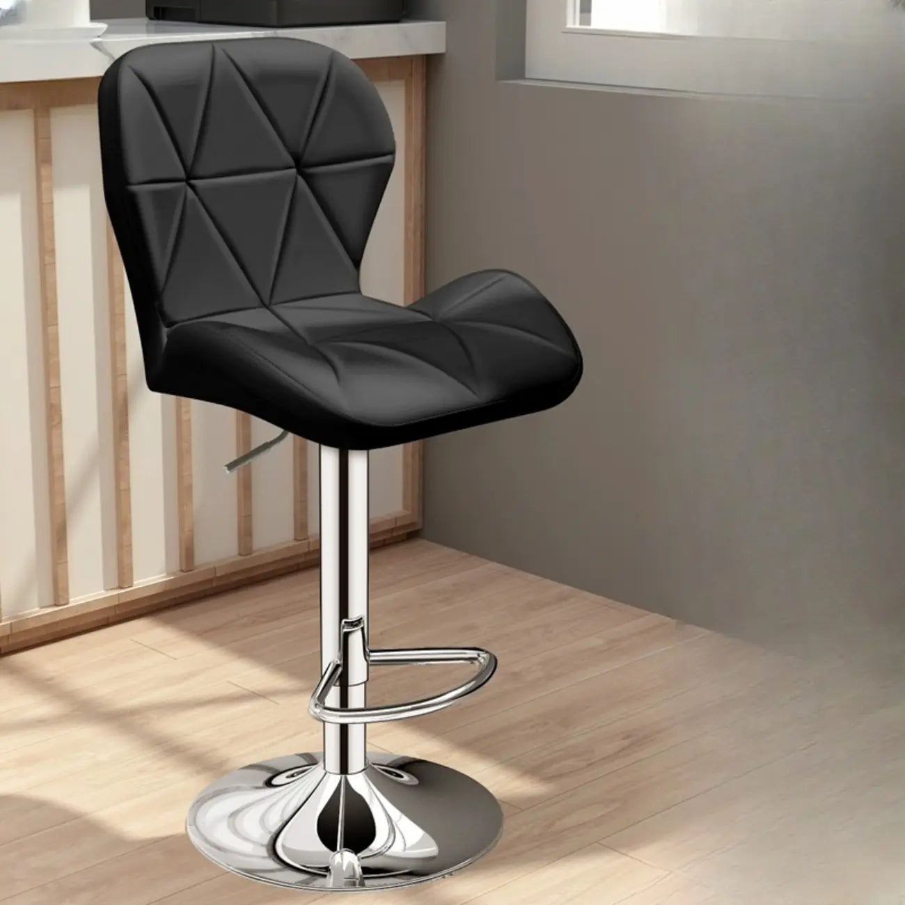 Square Adjustable Swivel Leather Bar Stools with Back