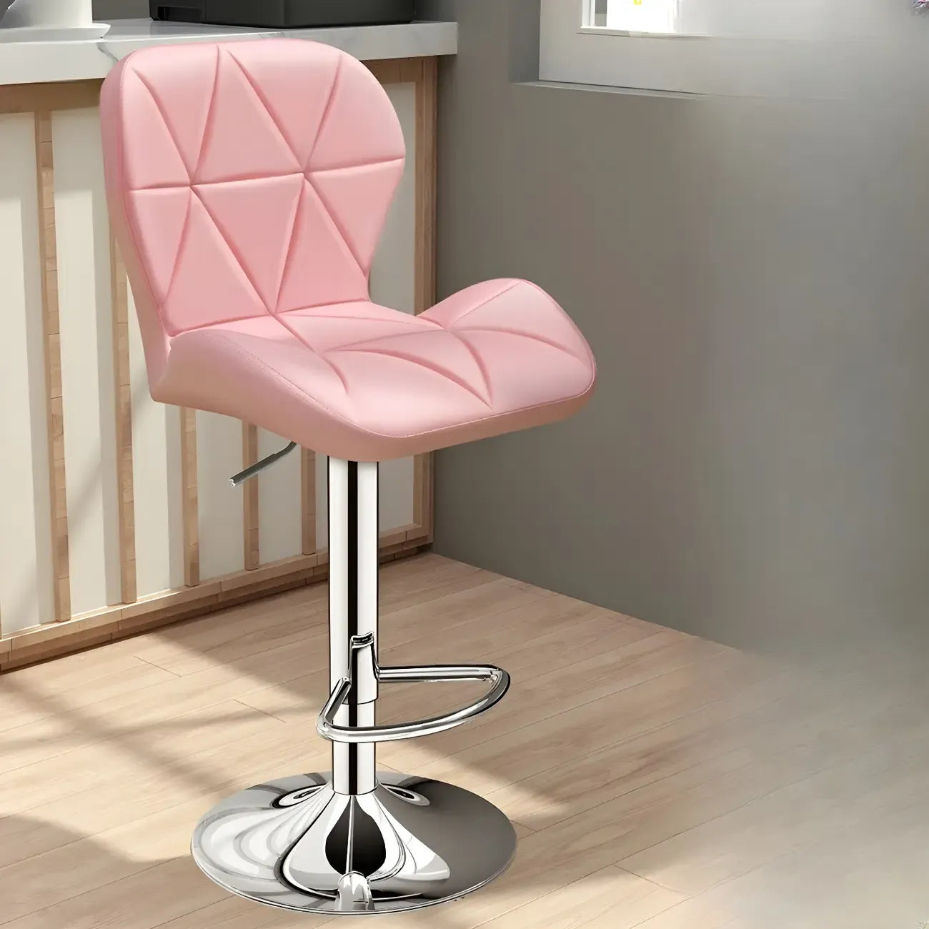 Square Adjustable Swivel Leather Bar Stools with Back