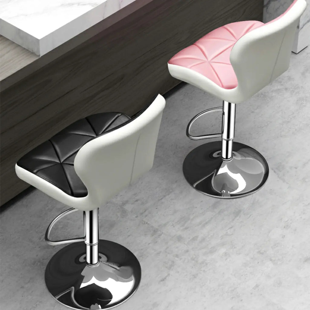 Square Adjustable Swivel Leather Bar Stools with Back