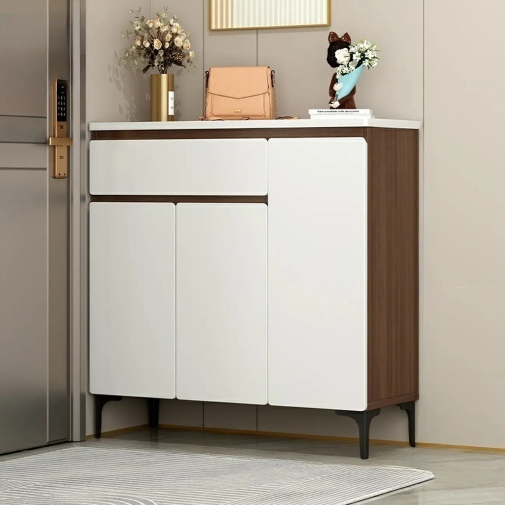 Contemporary White Wooden Shoe Cabinet for Entryway