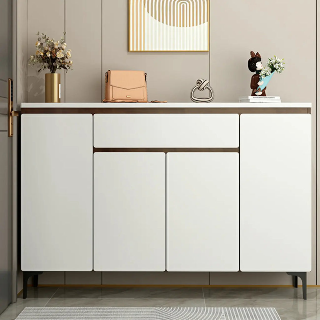 Contemporary White Wooden Shoe Cabinet for Entryway