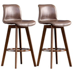 Mid-Century Distressed Leather Swivel Bar Stool with Back