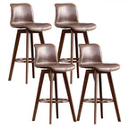 Mid-Century Distressed Leather Swivel Bar Stool with Back