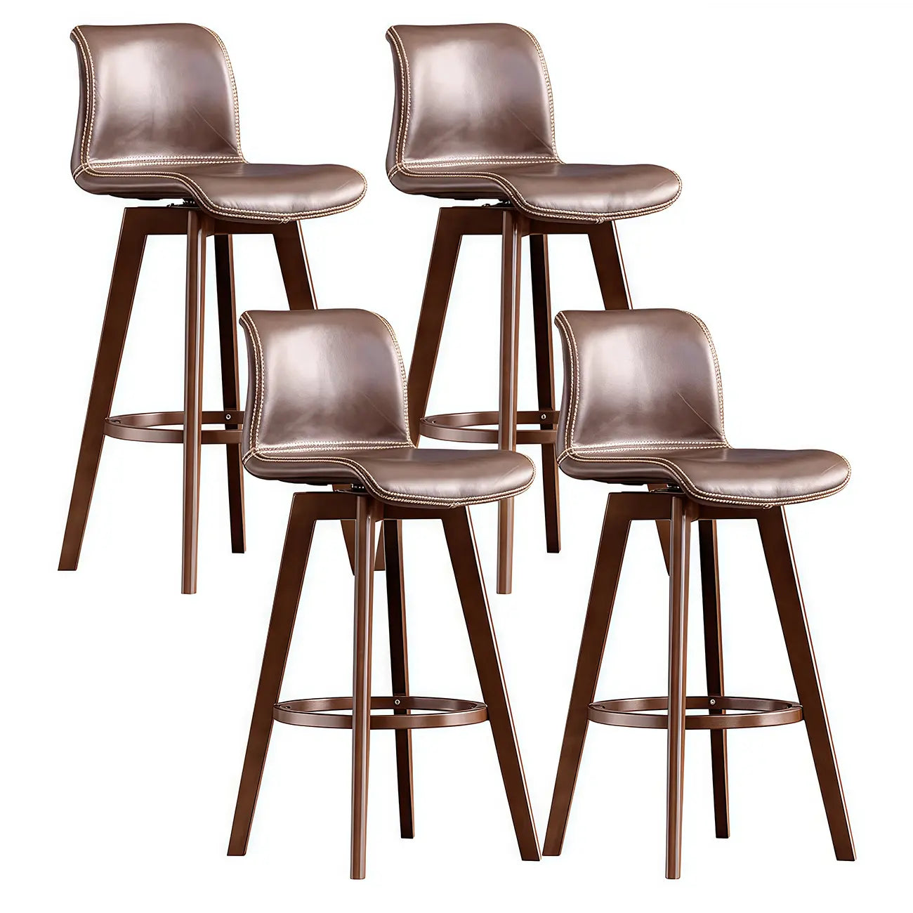 Mid-Century Distressed Leather Swivel Bar Stool with Back