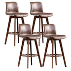 Mid-Century Distressed Leather Swivel Bar Stool with Back