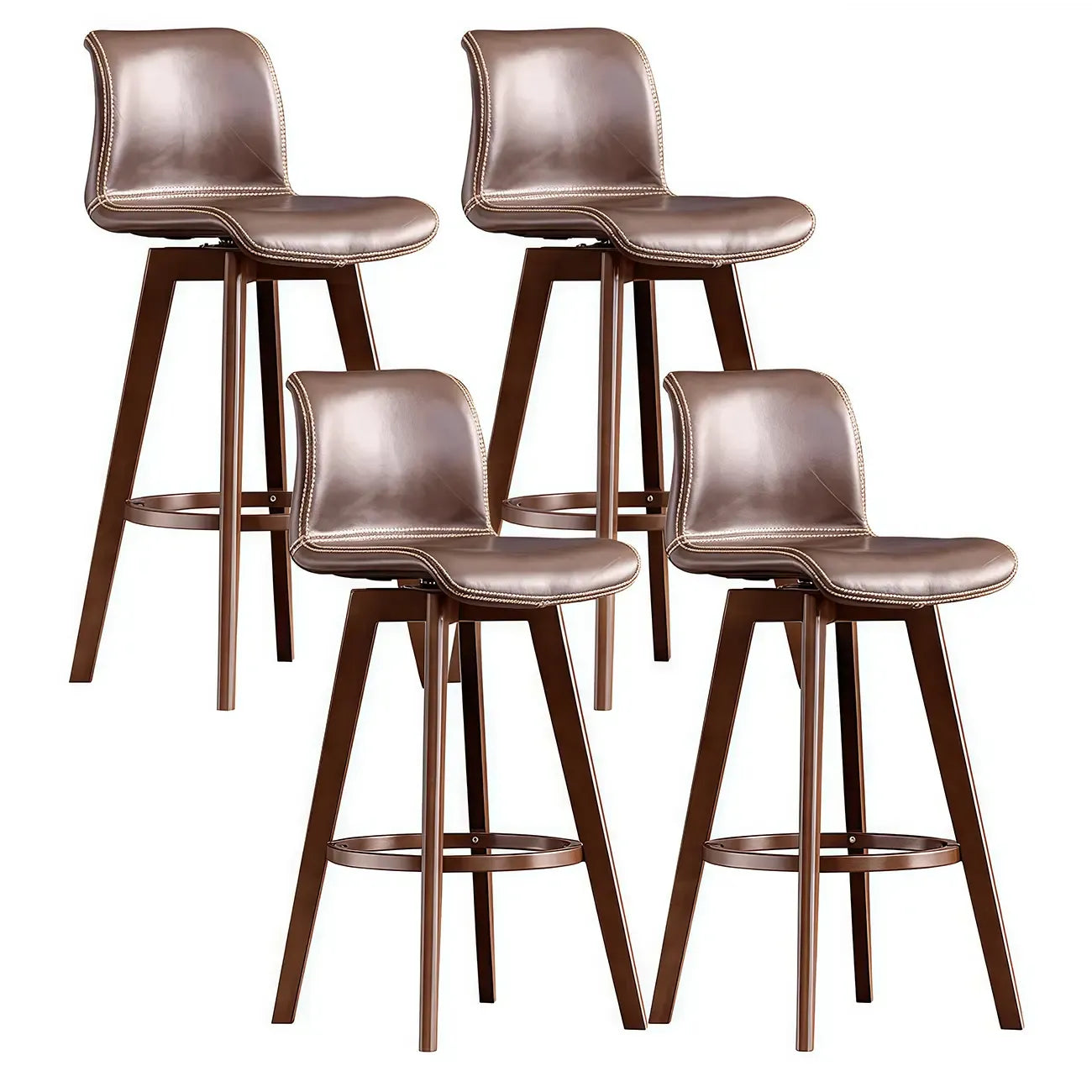 Mid-Century Distressed Leather Swivel Bar Stool with Back
