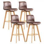 Mid-Century Distressed Leather Swivel Bar Stool with Back