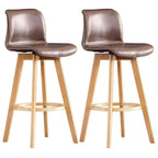 Mid-Century Distressed Leather Swivel Bar Stool with Back