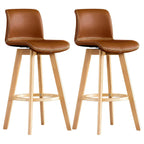Mid-Century Distressed Leather Swivel Bar Stool with Back