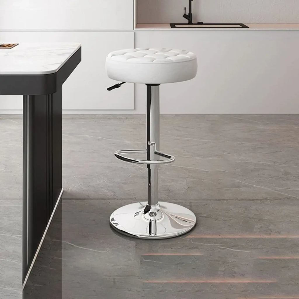 Leather Upholstered Adjustable Swivel Bar Stools