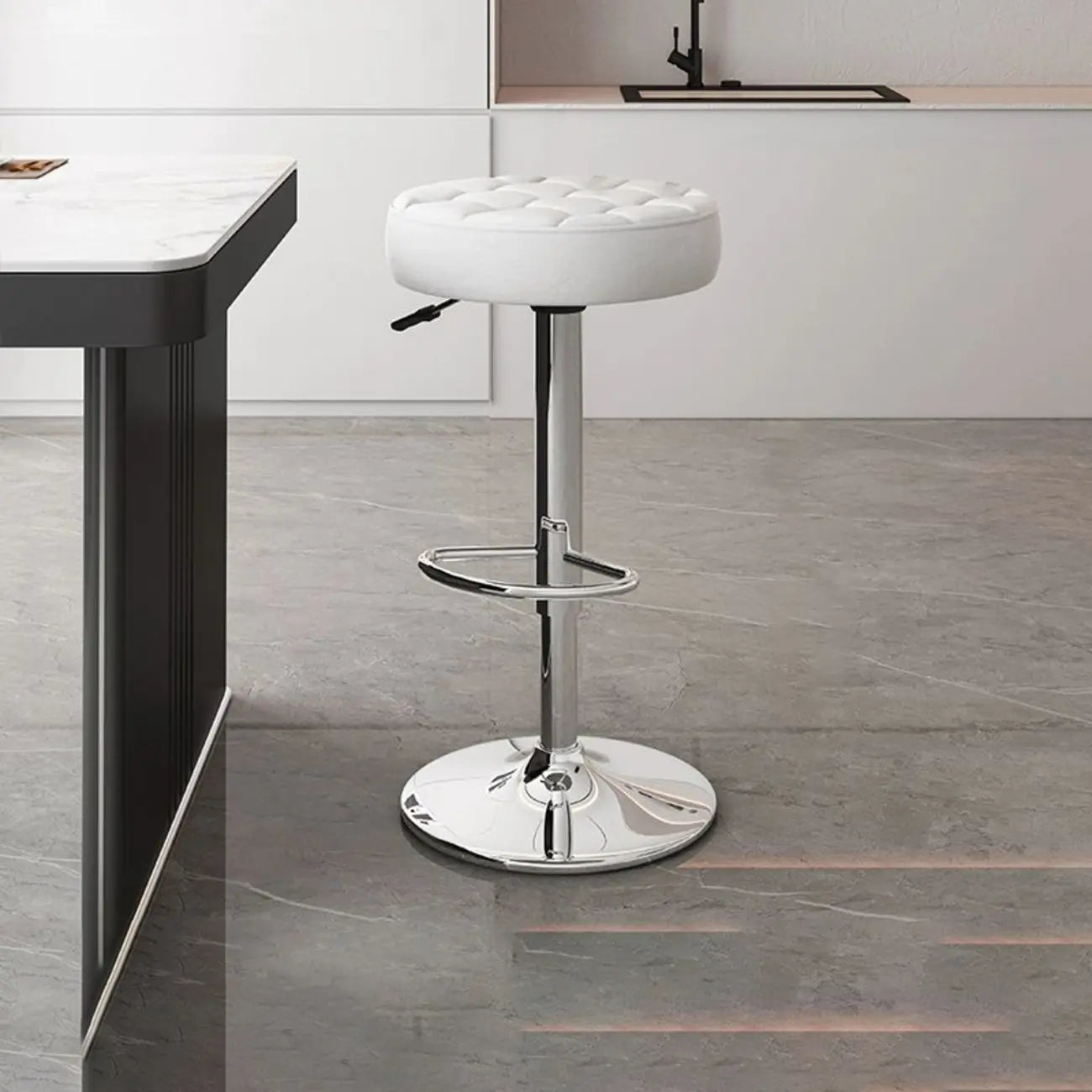 Leather Upholstered Adjustable Swivel Bar Stools