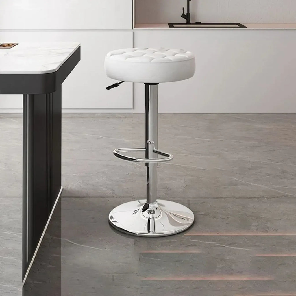 Leather Upholstered Adjustable Swivel Bar Stools