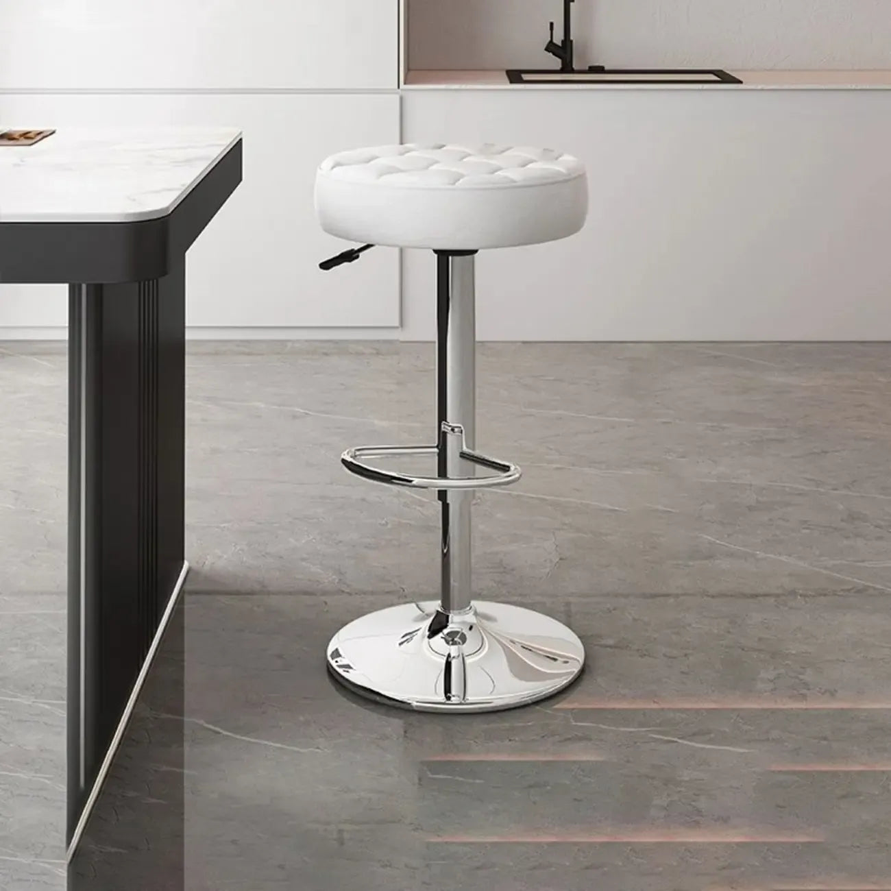 Leather Upholstered Adjustable Swivel Bar Stools