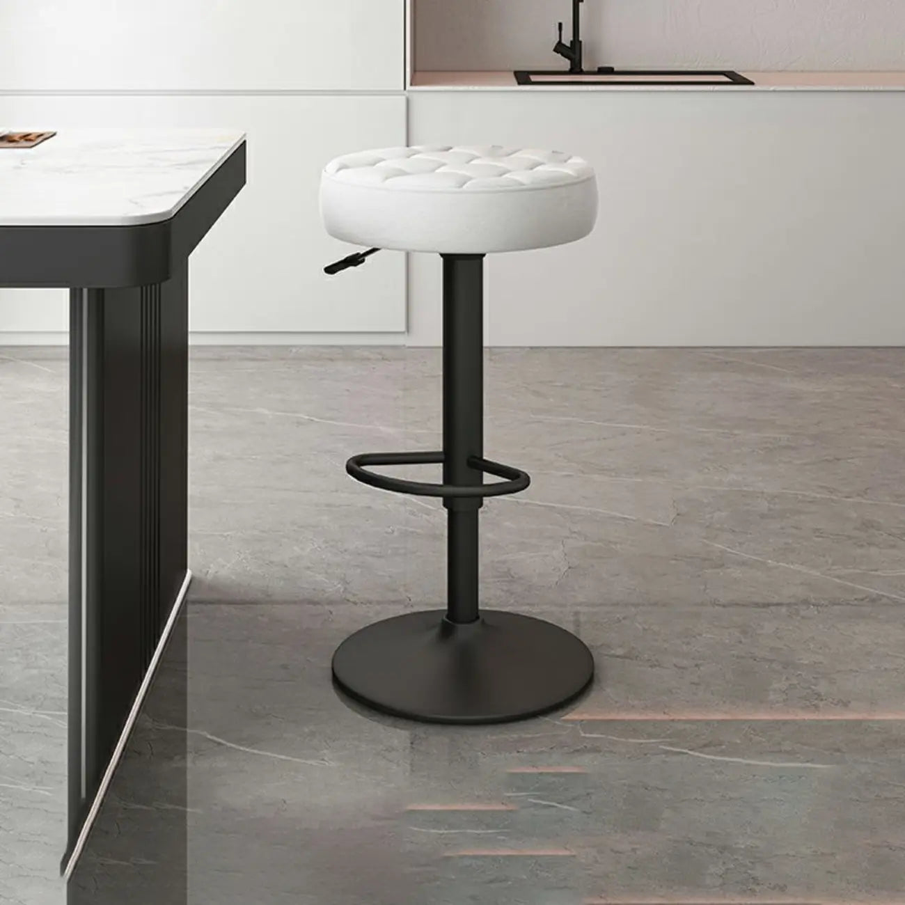 Leather Upholstered Adjustable Swivel Bar Stools