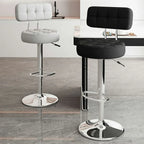 Leather Upholstered Adjustable Swivel Bar Stools
