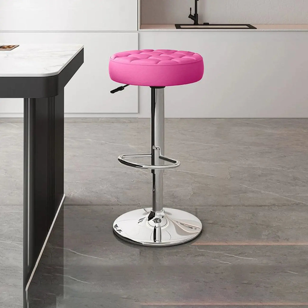 Leather Upholstered Adjustable Swivel Bar Stools