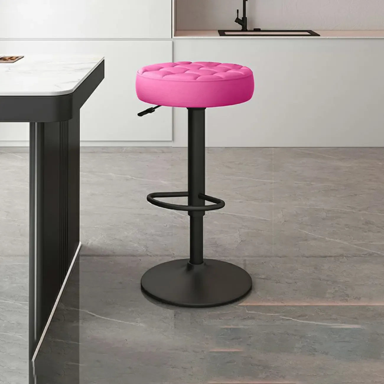 Leather Upholstered Adjustable Swivel Bar Stools