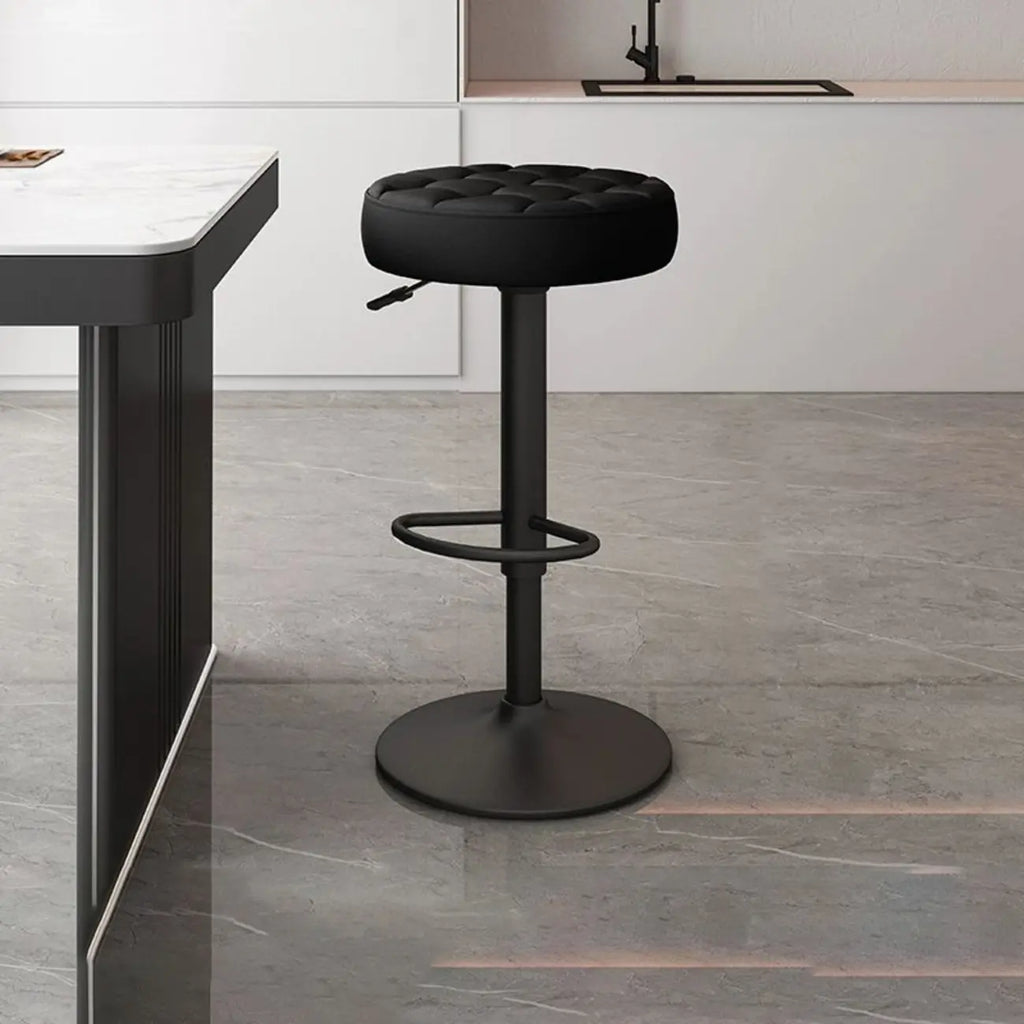 Leather Upholstered Adjustable Swivel Bar Stools