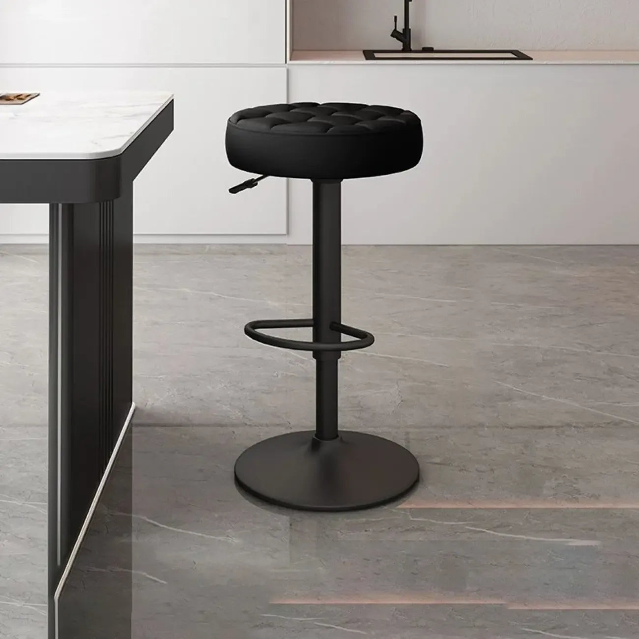 Leather Upholstered Adjustable Swivel Bar Stools