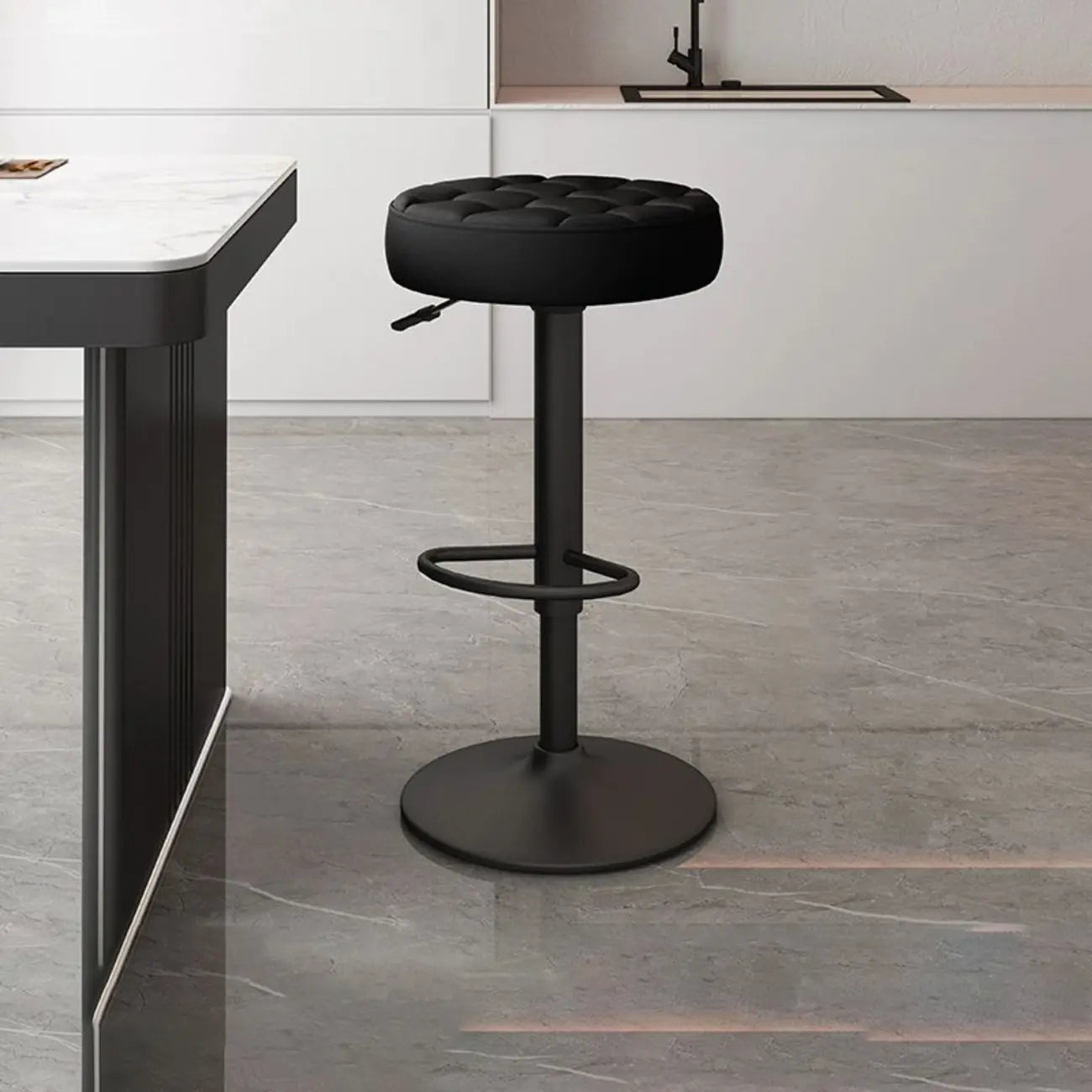 Leather Upholstered Adjustable Swivel Bar Stools