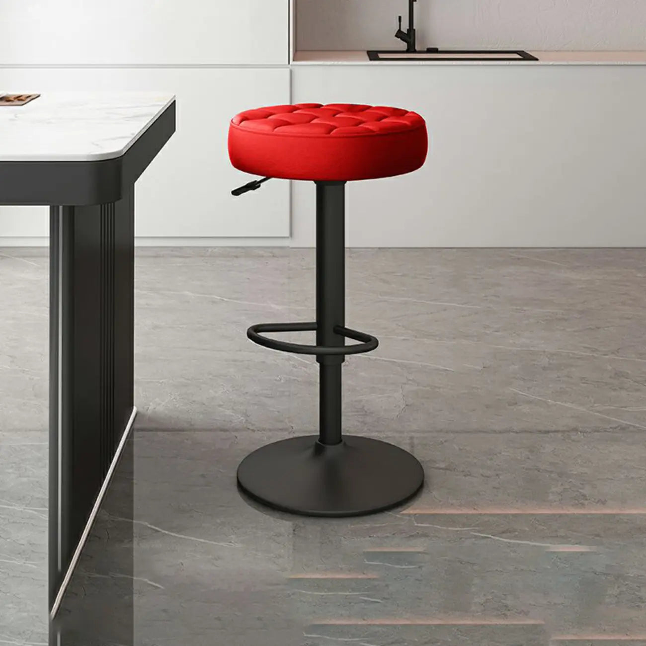 Leather Upholstered Adjustable Swivel Bar Stools