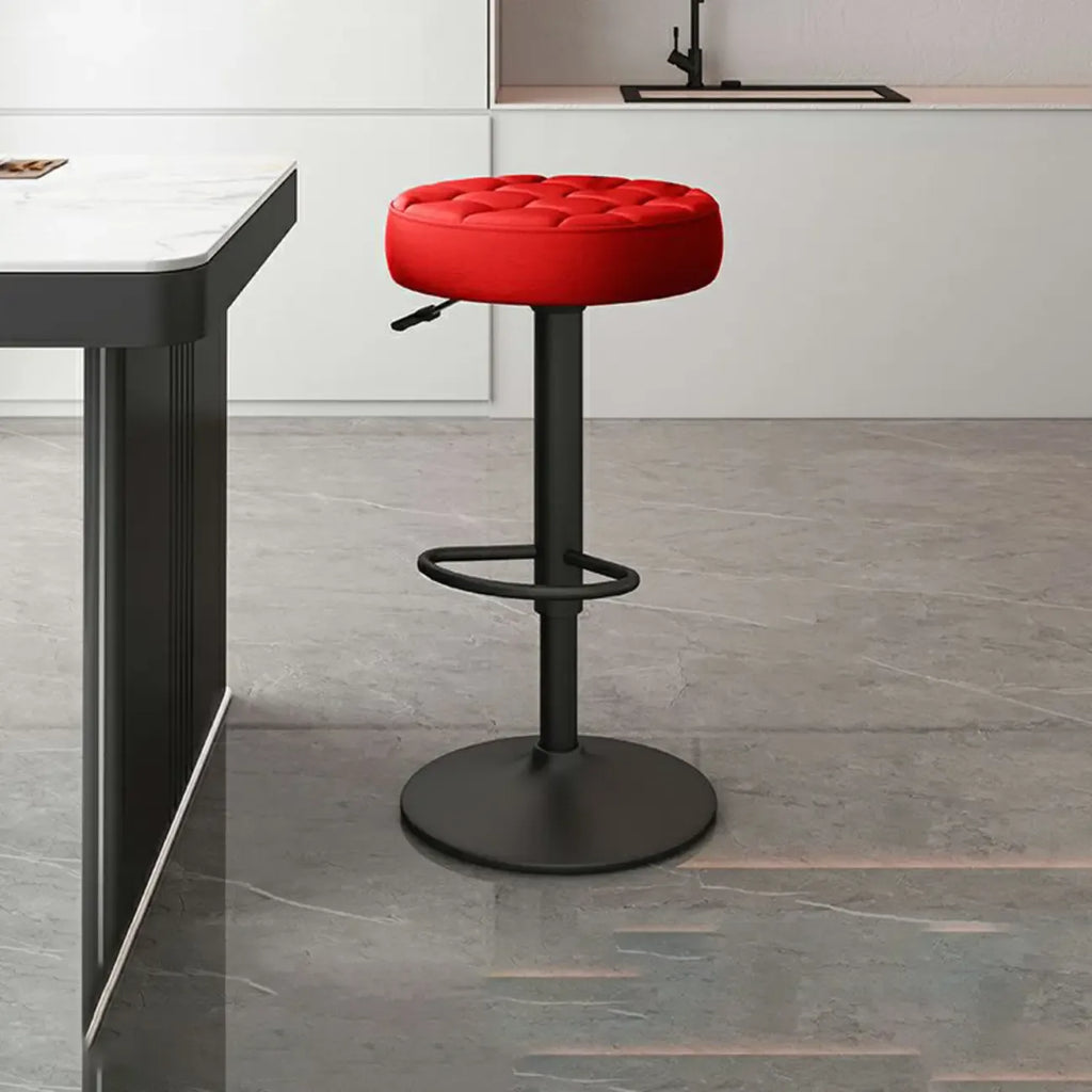 Leather Upholstered Adjustable Swivel Bar Stools