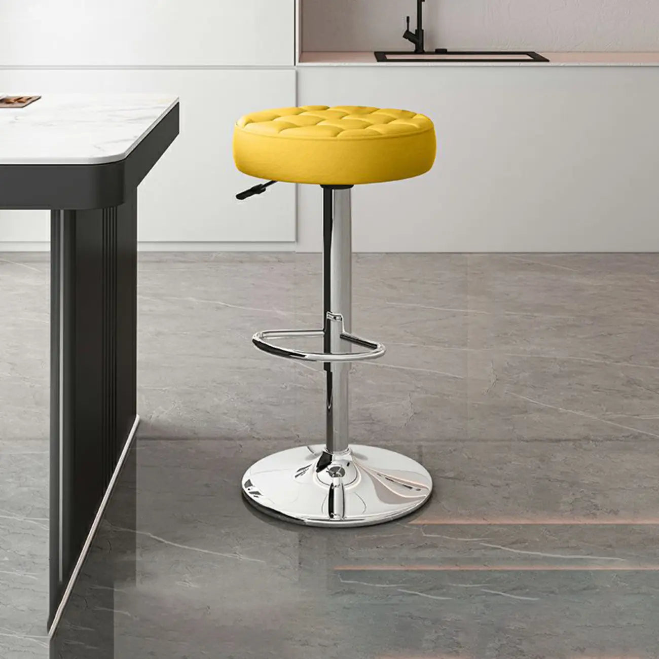 Leather Upholstered Adjustable Swivel Bar Stools