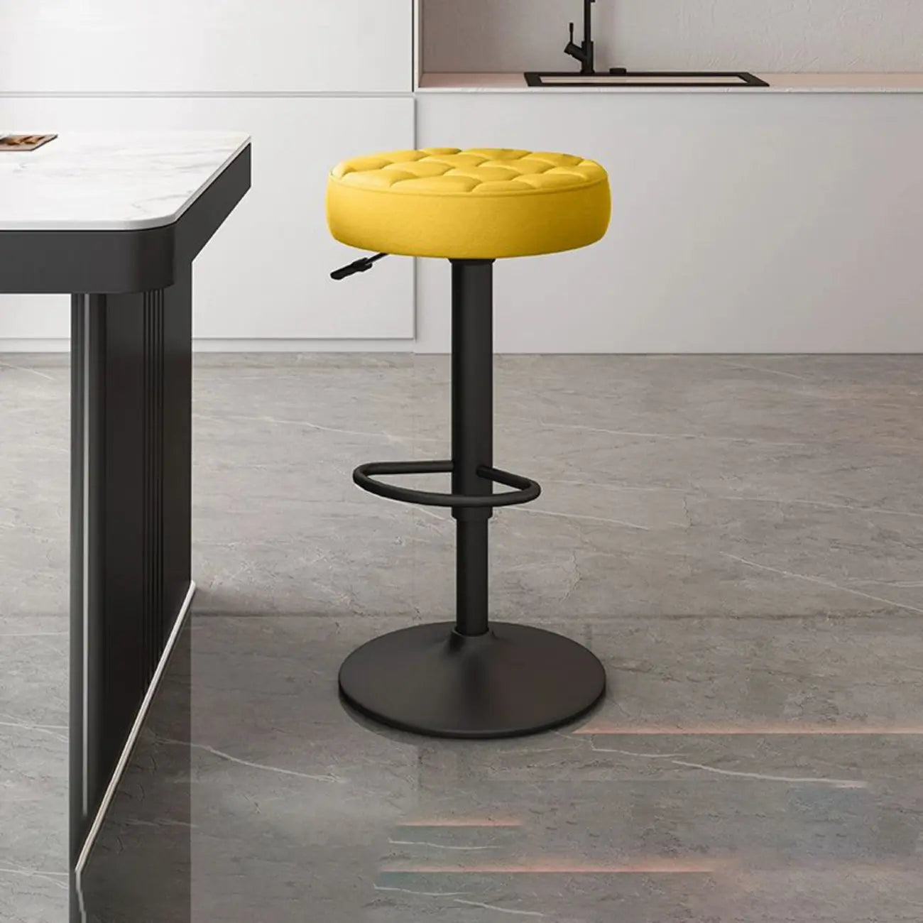 Leather Upholstered Adjustable Swivel Bar Stools
