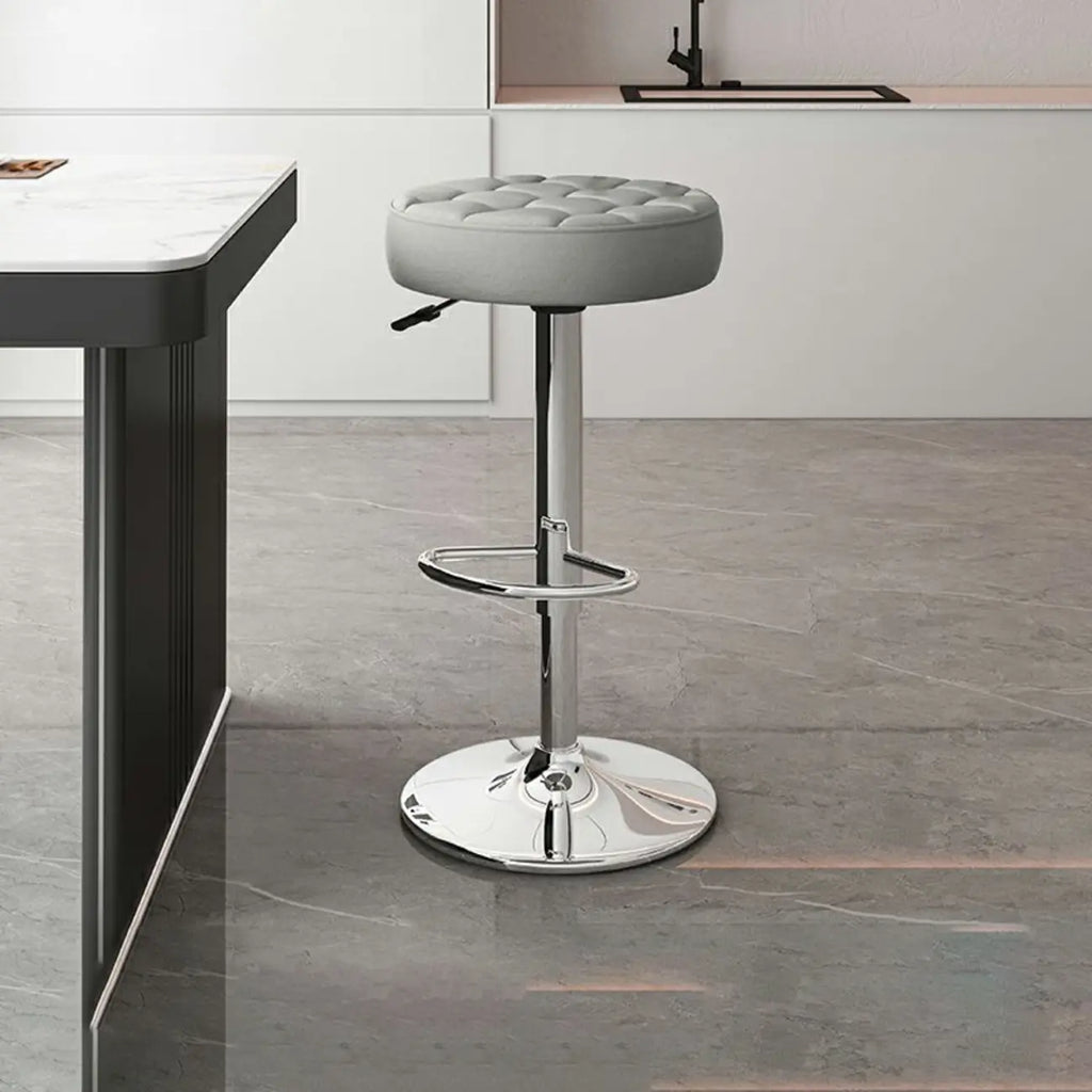 Leather Upholstered Adjustable Swivel Bar Stools