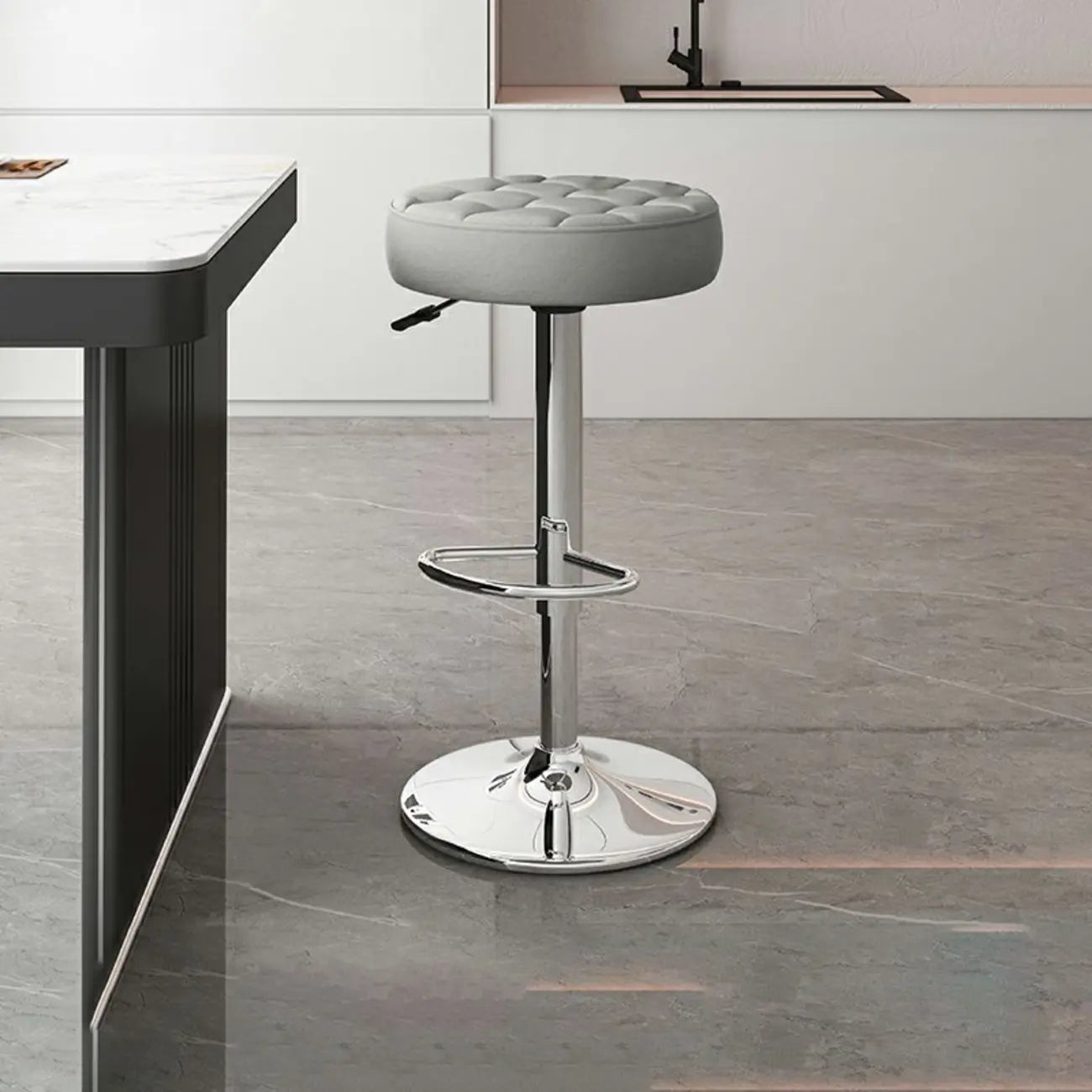 Leather Upholstered Adjustable Swivel Bar Stools