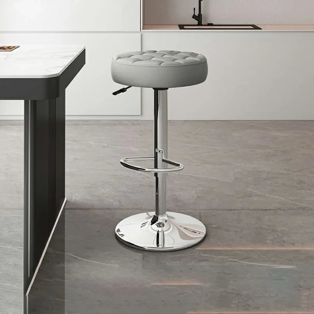 Leather Upholstered Adjustable Swivel Bar Stools