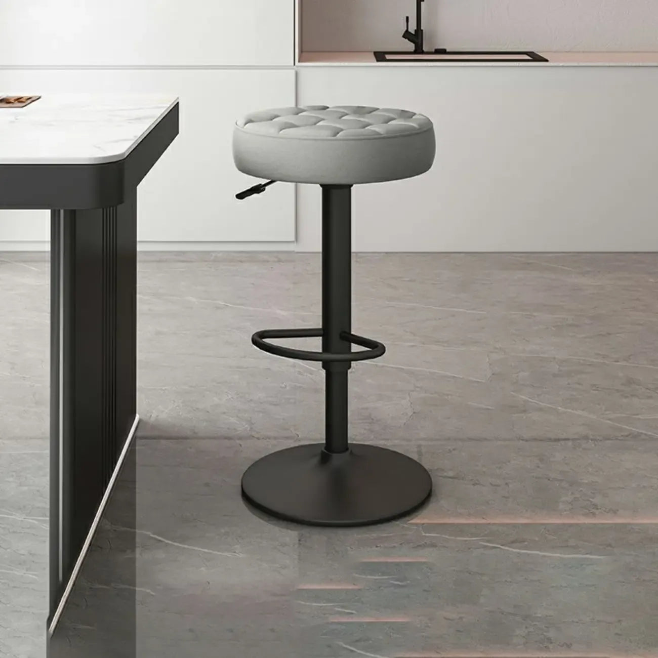Leather Upholstered Adjustable Swivel Bar Stools