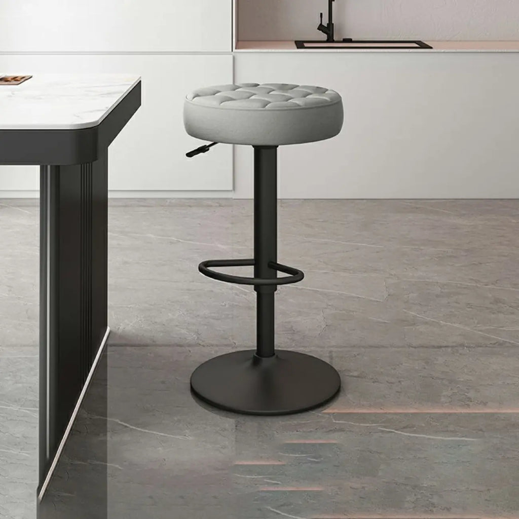 Leather Upholstered Adjustable Swivel Bar Stools