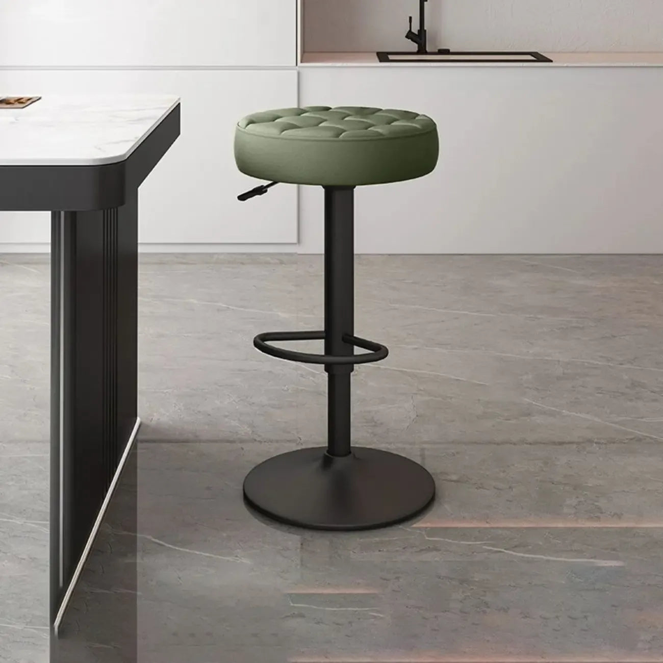 Leather Upholstered Adjustable Swivel Bar Stools
