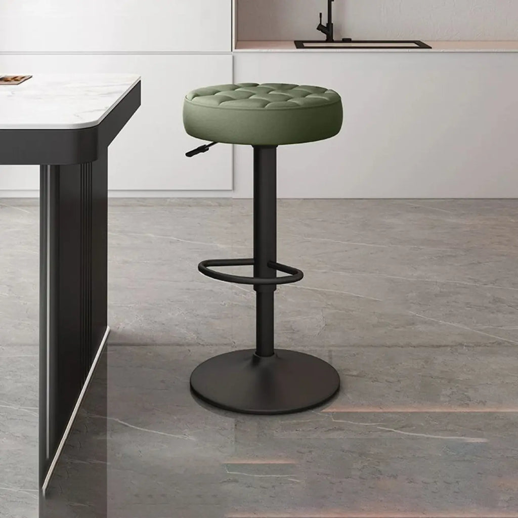 Leather Upholstered Adjustable Swivel Bar Stools