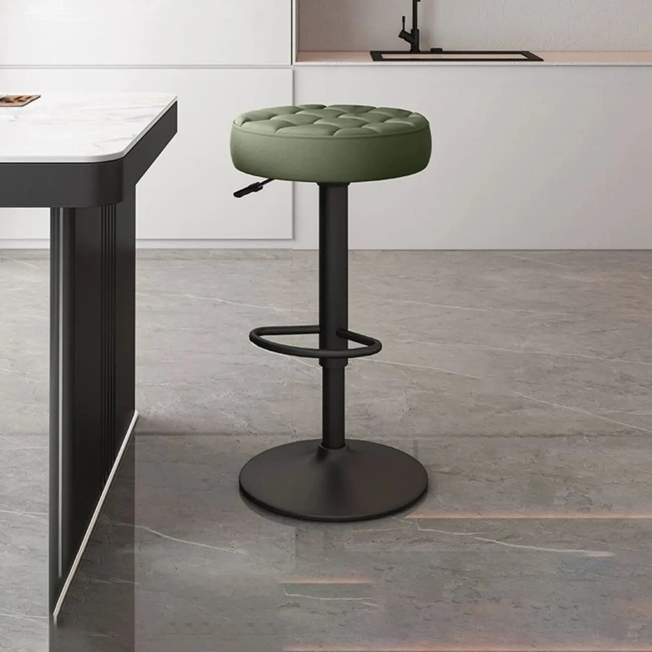 Leather Upholstered Adjustable Swivel Bar Stools