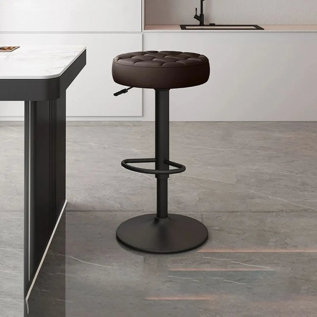 Leather Upholstered Adjustable Swivel Bar Stools