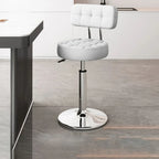 Leather Upholstered Adjustable Swivel Bar Stools