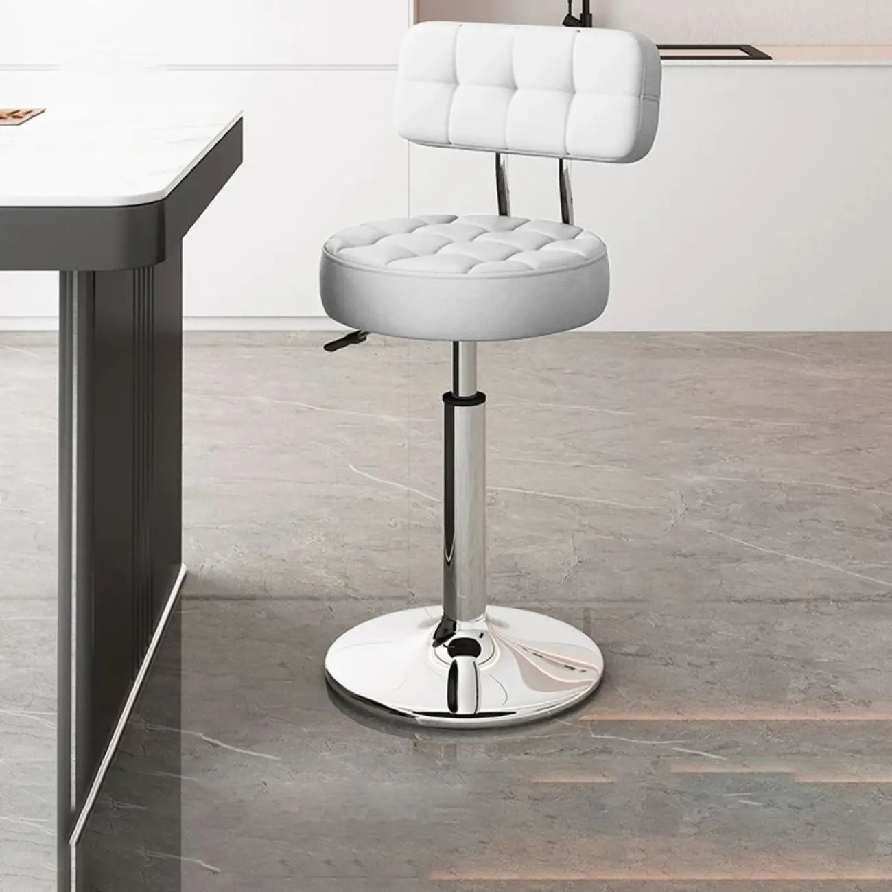 Leather Upholstered Adjustable Swivel Bar Stools