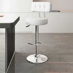 Leather Upholstered Adjustable Swivel Bar Stools