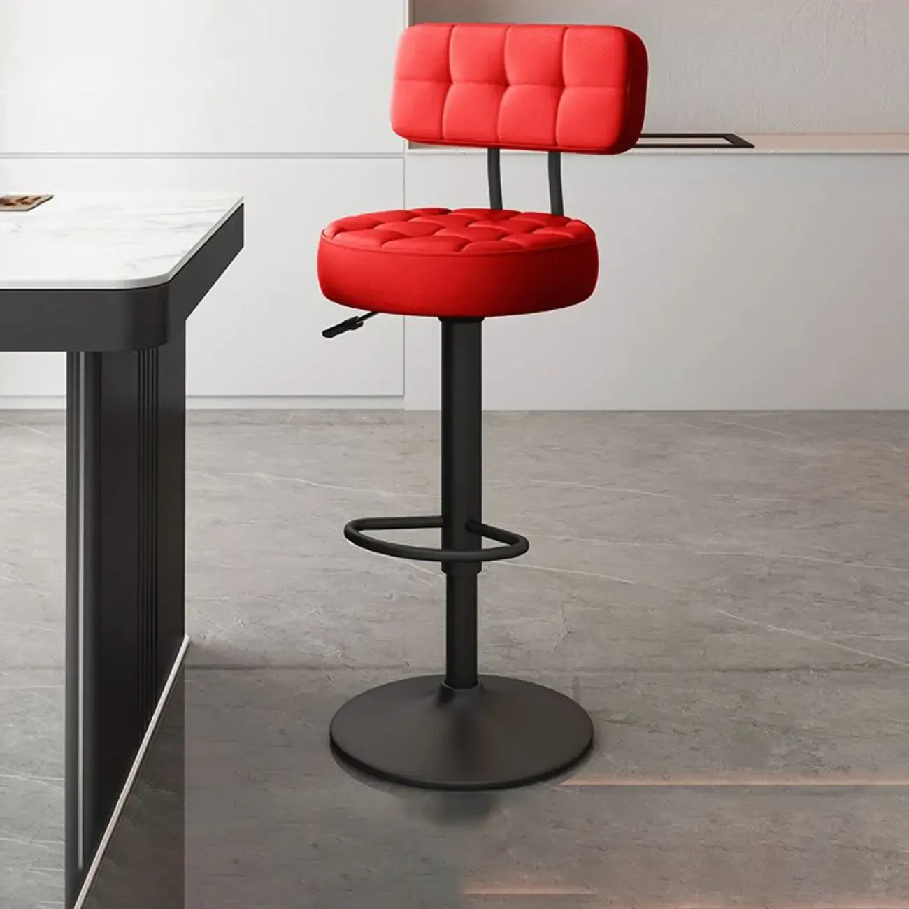 Leather Upholstered Adjustable Swivel Bar Stools