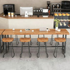 Nordic Brown Wood Rectangular Large Bar Height Table