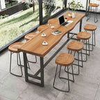 Nordic Brown Wood Rectangular Large Bar Height Table