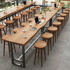 Nordic Brown Wood Rectangular Large Bar Height Table
