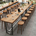 Nordic Brown Wood Rectangular Large Bar Height Table