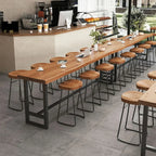 Nordic Brown Wood Rectangular Large Bar Height Table