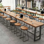 Nordic Brown Wood Rectangular Large Bar Height Table