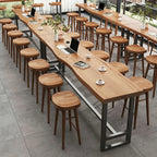 Nordic Brown Wood Rectangular Large Bar Height Table