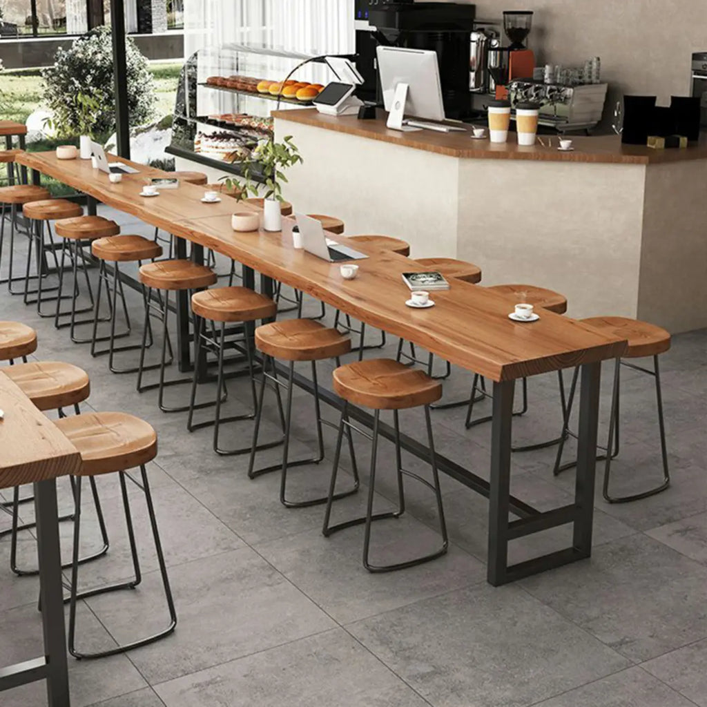 Nordic Brown Wood Rectangular Large Bar Height Table